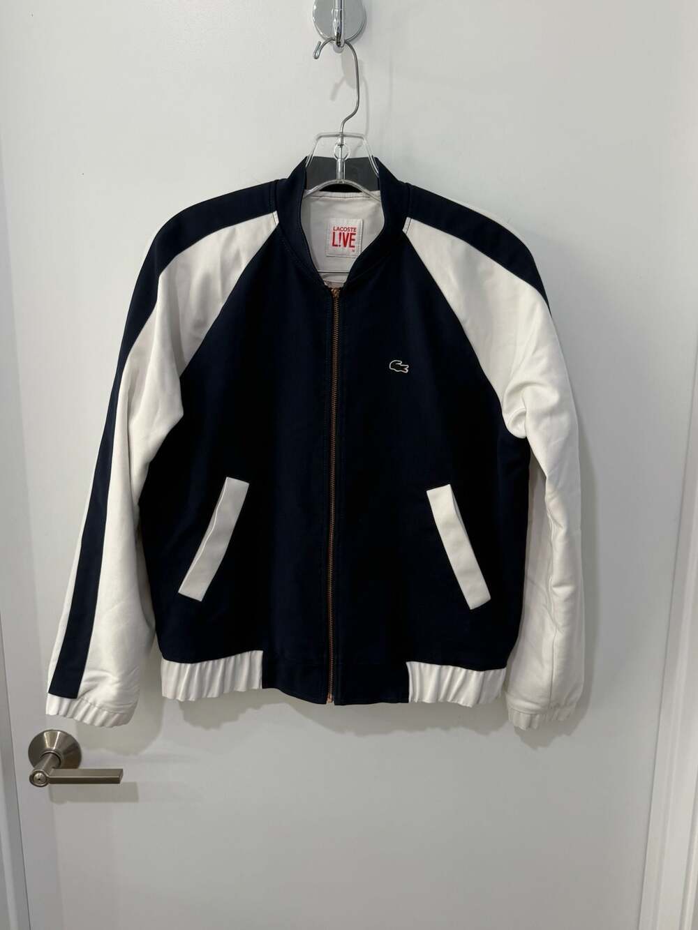 Lacoste L!VE Colorblock Bomber Jacket Navy White